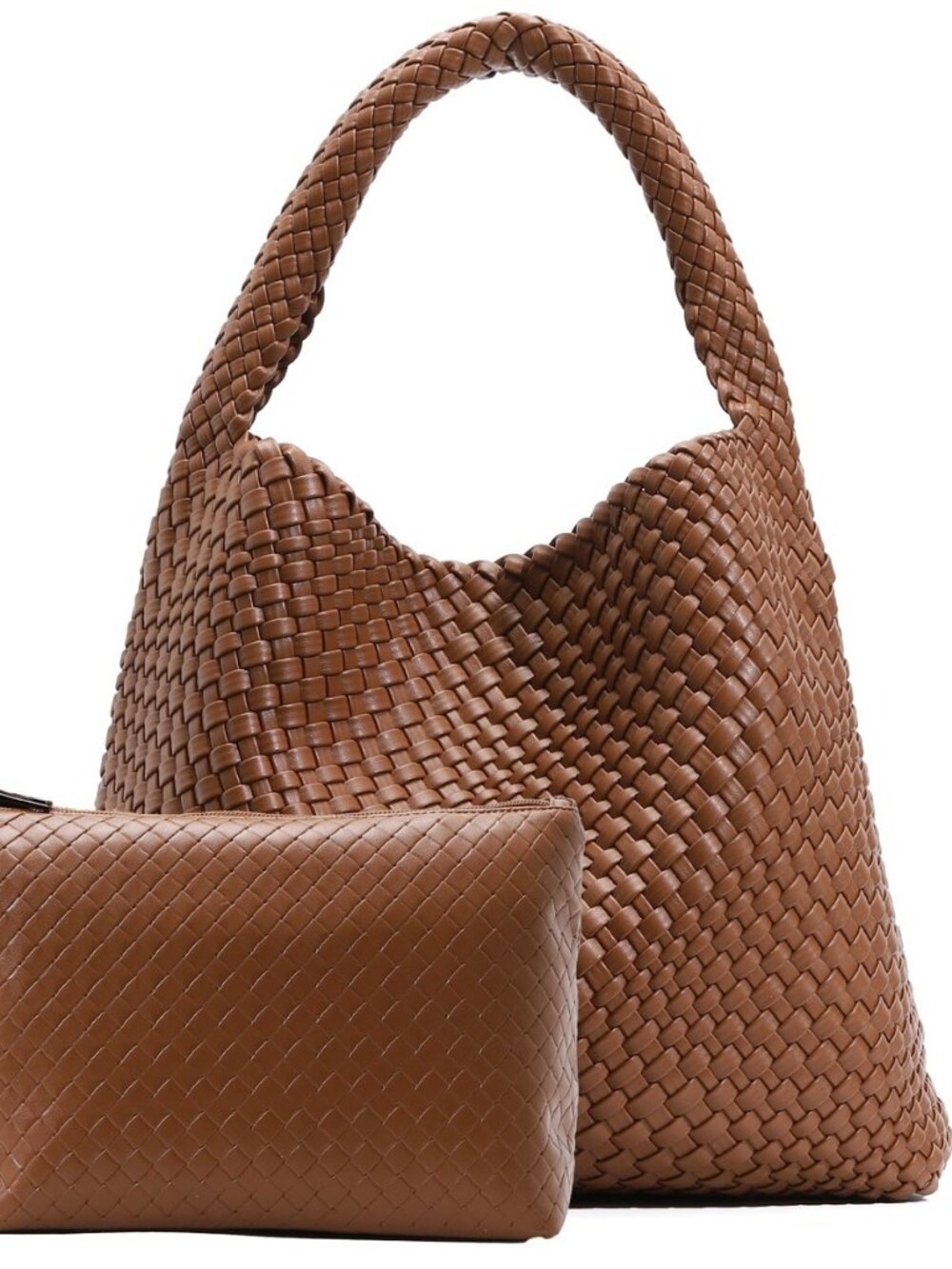 Large Woven Tote Bag for Women with Purse Fashion Shoulder Underarm Bags